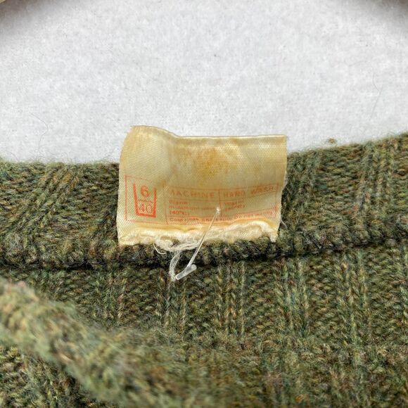 Army Commander Sweater Men M Wool Ribbed Elbow Shoulder Patch Military Green Vtg - Picture 10 of 13